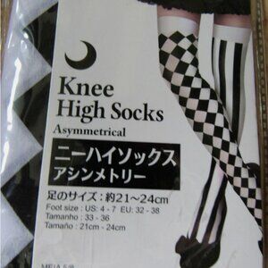 Lot 2 pairs of socks, 1.Daiso japan Knee High Socks, foot size:US 4-7; Nylon